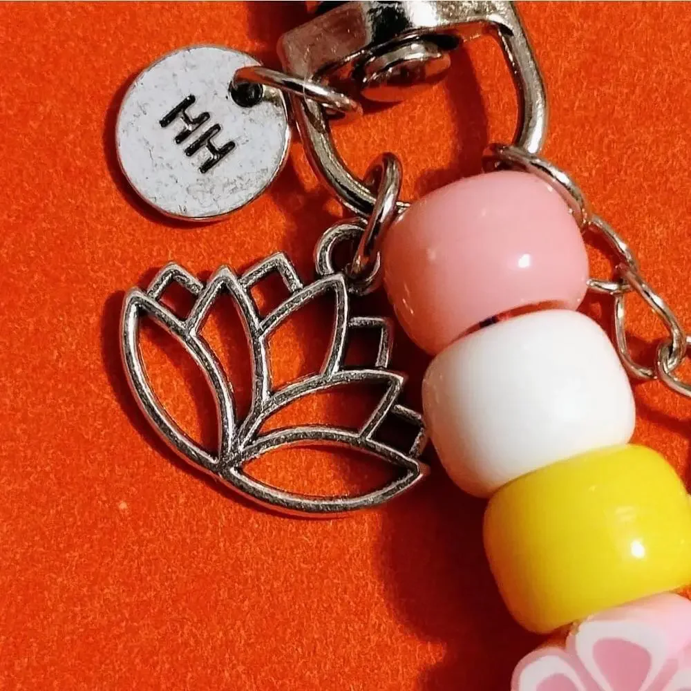 Handmade Kawaii Sakura Panda Lotus Charm Kandi Keychain